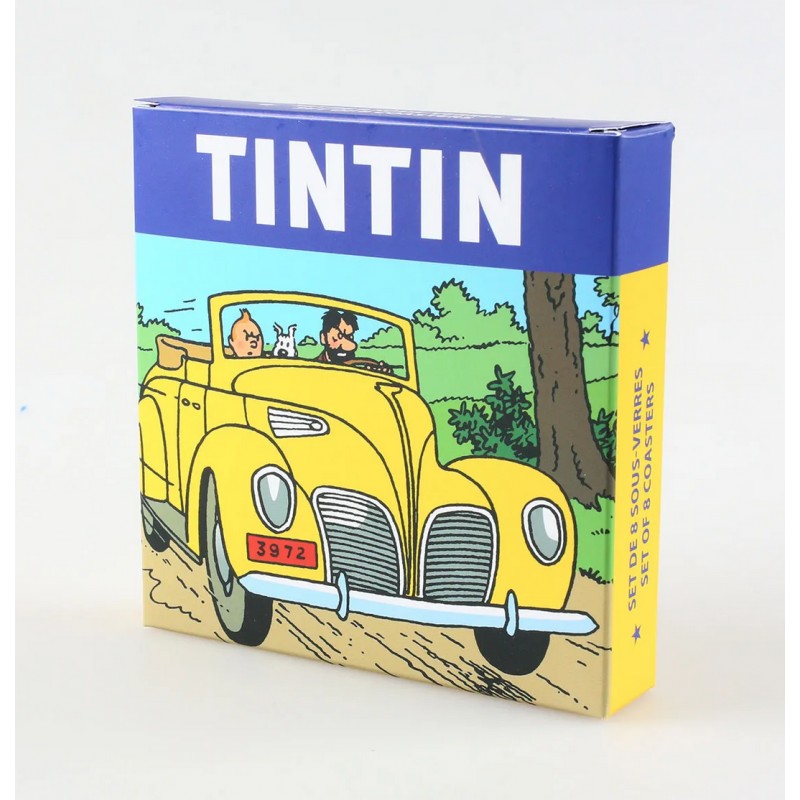 Tintin Set of 8 Coasters Cars theme. - coaster, coaster tintin, New Arrivals, Tintin, tintin cars - Gadgetz Home