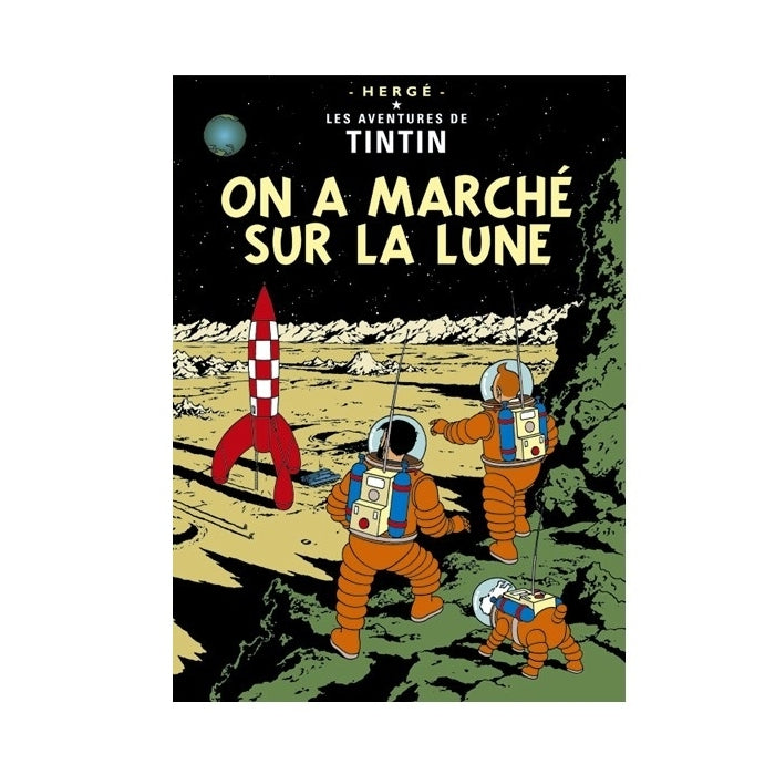 Tintin Poster from the album Tintin on the Moon (On a Marché sur la Lune) 50x70cm - Official Tintin Moulinsart Poster