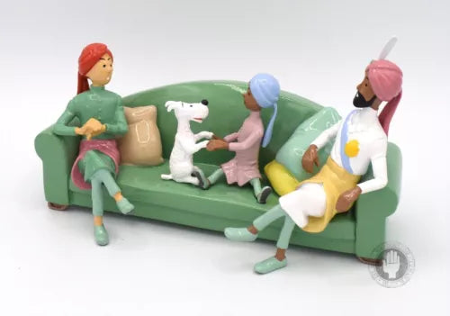 Limited edition Tintin & Snowy The Couch Scene figurine from The Cigars of the Pharaoh. Hand-painted metal collectible with numbered certificate. Only 2,000 pieces worldwide.