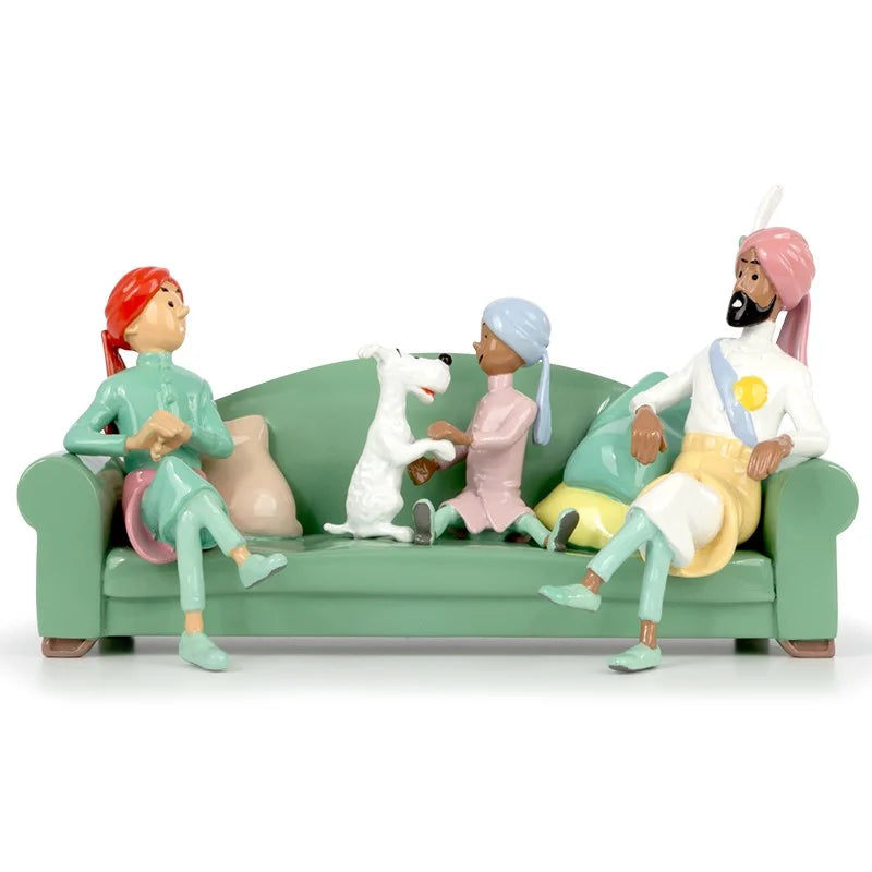 Limited edition Tintin & Snowy The Couch Scene figurine from The Cigars of the Pharaoh. Hand-painted metal collectible with numbered certificate. Only 2,000 pieces 