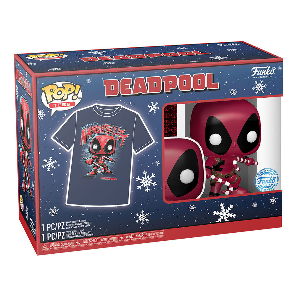 Marvel POP! & Tee Box Deadpool Holiday - Size Large - Deadpool, Funko, Funko POP, holiday special, pop&tee, special edition, t-shirt - Gadgetz Home