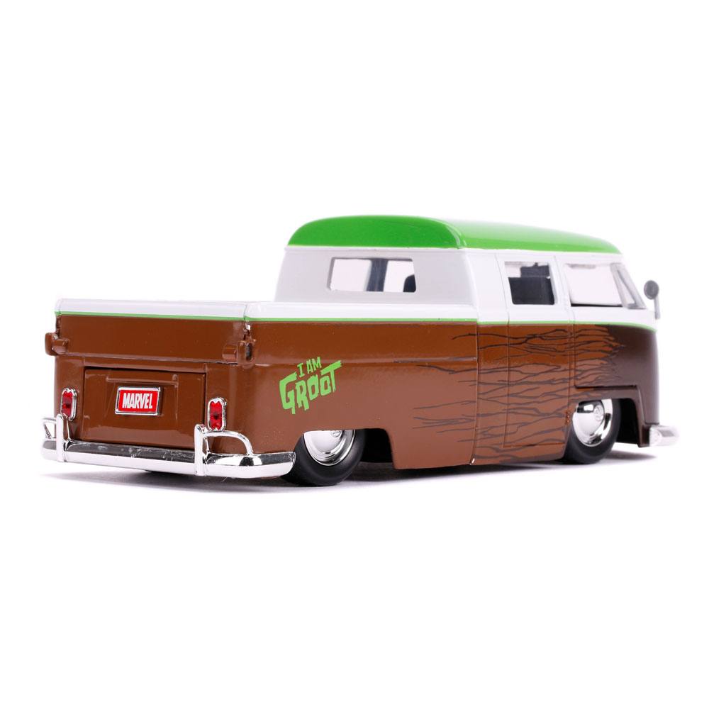 Guardians of the Galaxy Hollywood Rides Diecast Model 1/24 1962 Volkswagen Bus with Groot Figure - 1962 Volkswagen Bus, diecast car, Gremlins, Groot, Guardians of the Galaxy, jada toys, Marvel, movies, New Arrivals - Gadgetz Home