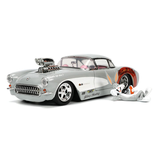 Looney Tunes Hollywood Rides Diecast Model 1/24 1957 Chevrolet Corvette with Bugs Bunny Figure