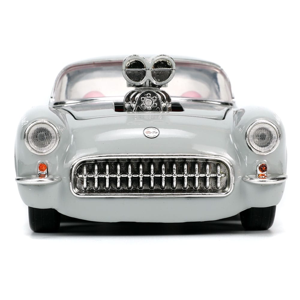 Looney Tunes Hollywood Rides Diecast Model 1/24 1957 Chevrolet Corvette with Bugs Bunny Figure - bugs bunny, Chevrolet Corvette, diecast, diecast car, Hollywood Rides, jada toys, looney tunes - Gadgetz Home