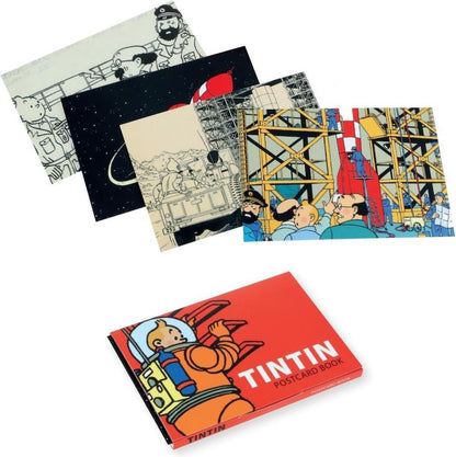Tintin Postcards Rocket to the Moon 16 cards 10x15 cm - kuifje, lunar rocket, moullinsart, postcard, raket, rakete, Rocket, rocket red white, tintin, tintin rocket - Gadgetz Home