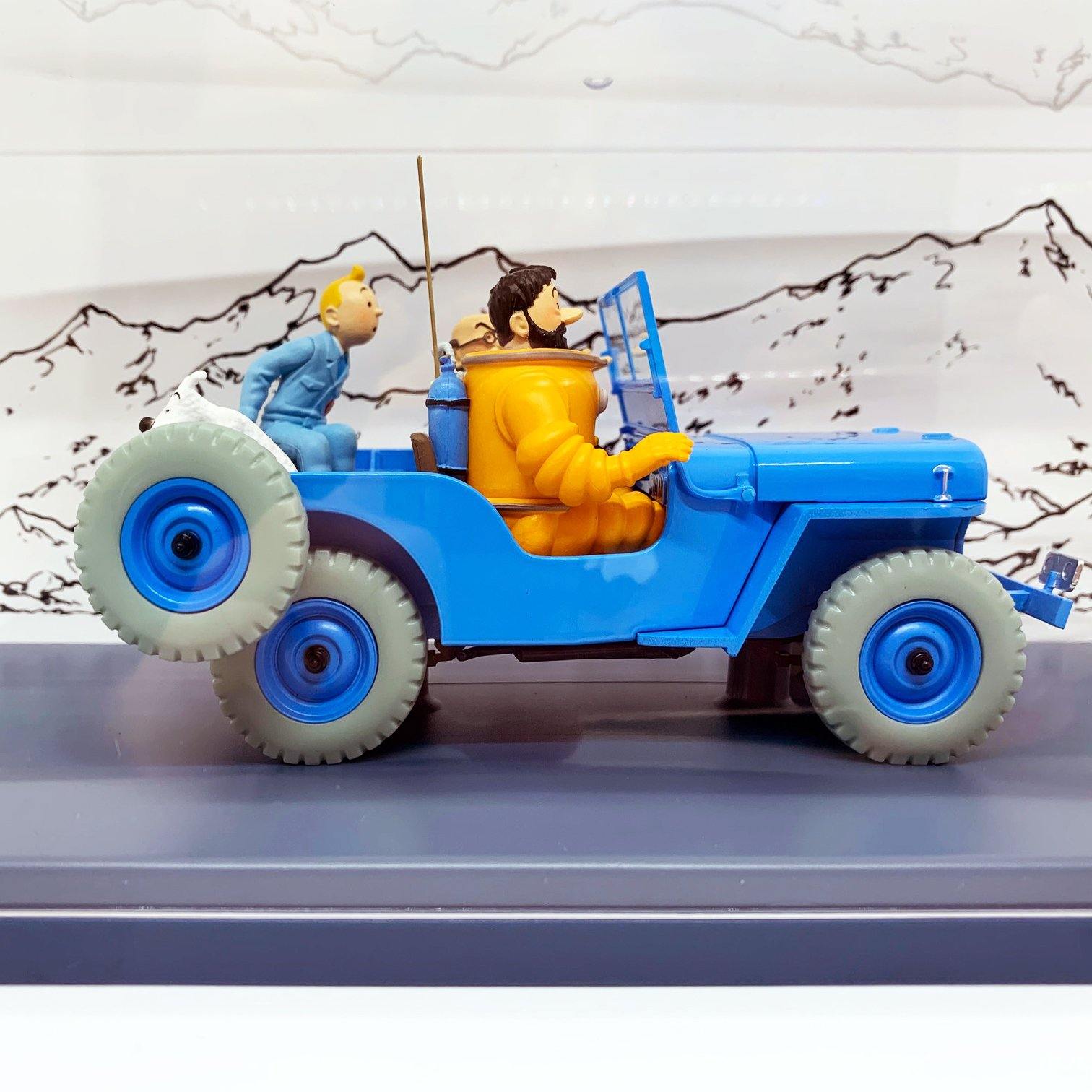 Tintin-Moulinsart Scale Car 1/24: N°04 The Blue Jeep Willys - Destination Moon - blue jeep, Captain Haddock, car, collectors item, Destination Moon, Haddock, jeep, kuifje, moulinsart, moulinsart car, tintin, willys - Gadgetz Home
