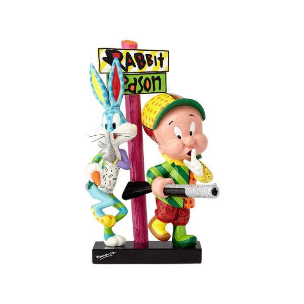 Looney Tunes by Britto - Elmer Fudd and Bugs Bunny Figurine 23 cm - britto, bugs bunny, elmer fudd, enesco, looney tunes - Gadgetz Home
