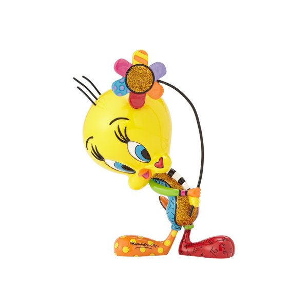 Looney Tunes by Britto - Tweety with Flower Figurine 14 cm - britto, enesco, figurines, great gift, looney tunes, Tweety, tweety bird, valentine, valentines - Gadgetz Home