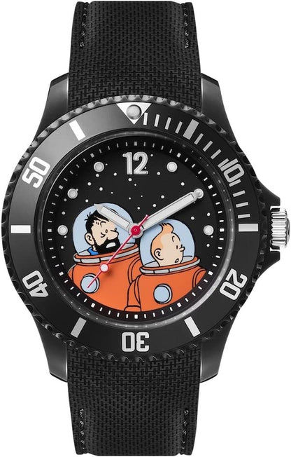 Tintin Watch by Moulinsart - The Original - Ice Watch - Rubber - Black - 38 mm - Size S - Captain Haddock, Haddock, Ice watch, Kuifje, lunar rocket, moon rocket, Tintin, tintin rocket, Tintin Watch - Gadgetz Home