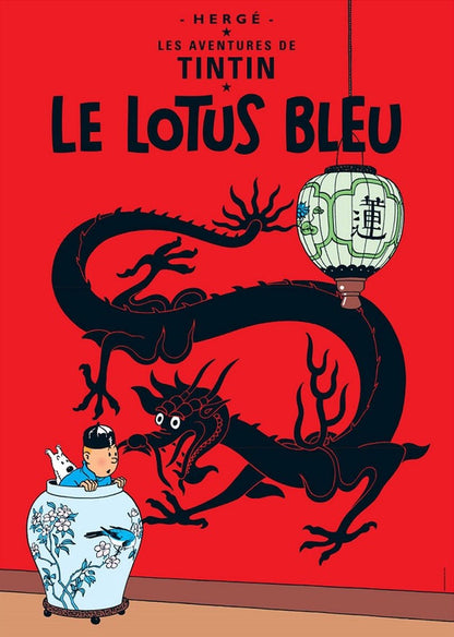 Tintin - Poster - The Blue Lotus - Le Lotus Bleu - 50x70cm - Official Moulinsart - Blue Lotus, Kuifje, poster, tintin Cards, tintin poster, tintn - Gadgetz Home