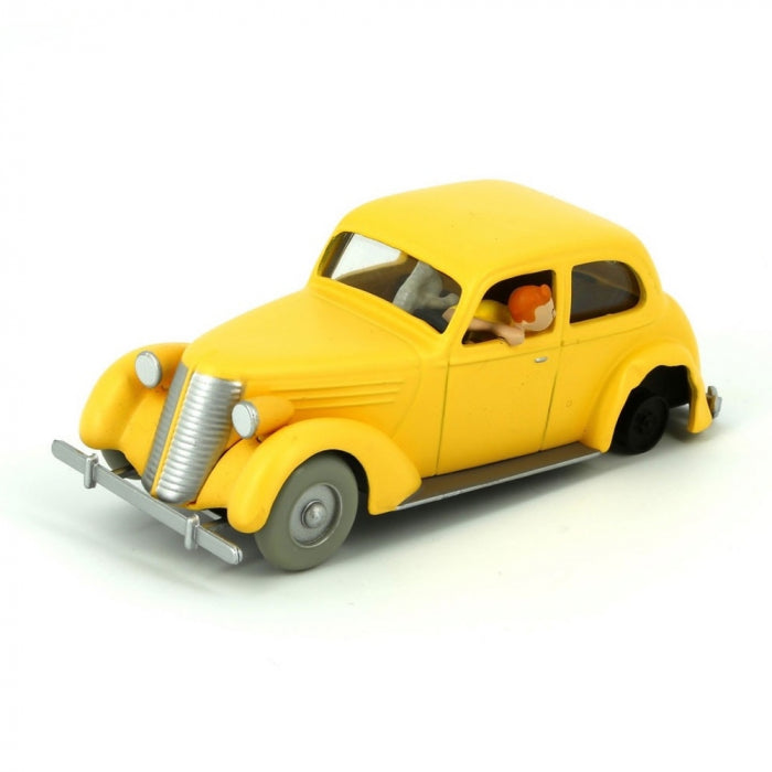Tintin-Moulinsart Scale car 1/43:  N°10 The Yellow damaged vehicle - car, cars tintin, kuifje, moulinsart, moulinsart car, new arrival, scale car, The Crab with the Golden Claws, tintin, Yellow damaged vehicle - Gadgetz Home