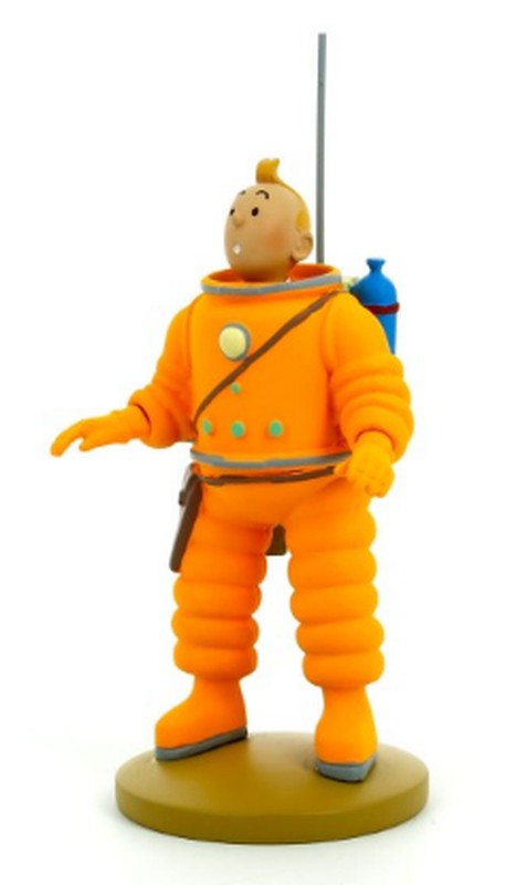 Tintin - Statue of Tintin as an astronaut - 12 cm - Resin - Official Moulinsart - kuifje, lunar rocket, Moulinsart, rocket red white, tim und struppi, tintin, tintin rocket - Gadgetz Home