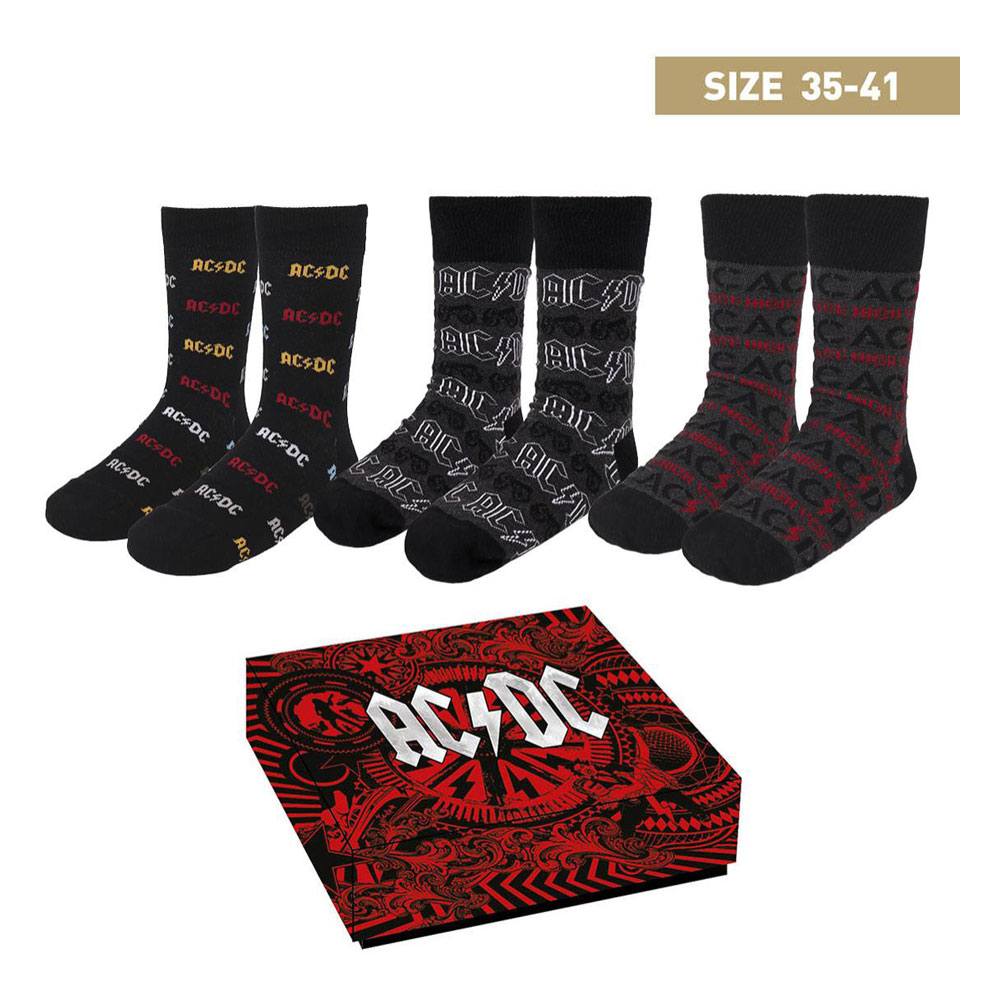 AC/DC Socks 3-Pack High Voltage Size 35-41 - AC/DC, great gift, music, socks - Gadgetz Home
