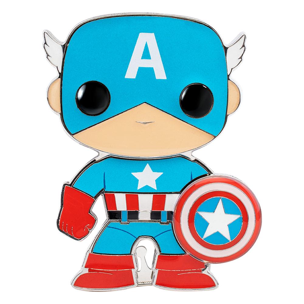Marvel POP! Enamel Pin Captain America 10 cm - brooches, Captain America, enamel pin, Funko, Funko POP, Marvel, POP! Pin - Gadgetz Home