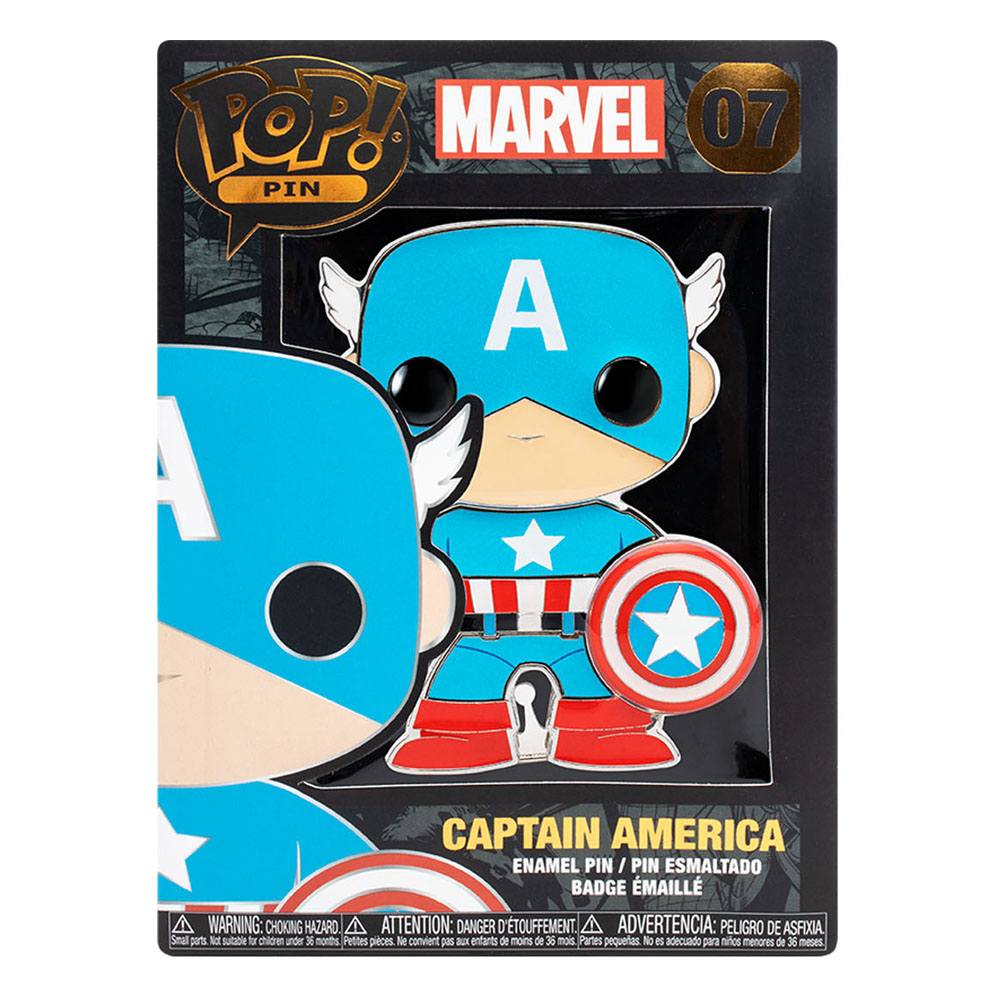Marvel POP! Enamel Pin Captain America 10 cm - brooches, Captain America, enamel pin, Funko, Funko POP, Marvel, POP! Pin - Gadgetz Home
